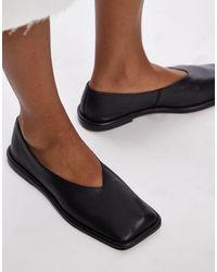 TOPSHOP - Charlotte Leather Square Toe Unlined Flat Shoes - Lyst
