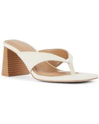SEQWL - Block Heel Thong Mules Slip On Strappy Flip Flop Sandals - Lyst