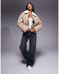 ASOS - Weekend Collective Padded Bomber Coat With Borg Collar - Lyst