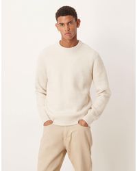 Mango - Pull en maille texturée avec encolure épaisse - crème - Lyst