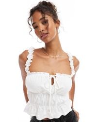 Miss Selfridge - Gesmokte Top Met Gestrikte Voorkant - Lyst