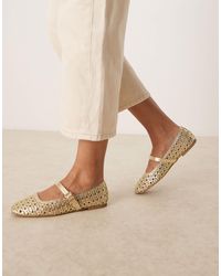 Asos Design Wide Fit - – lottie – mary-jane-ballerinas mit gewebtem obermaterial - Lyst