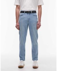 TOPMAN - Vaqueros Rígidos De Corte Tapered Con Lavado Azul Claro De - Lyst