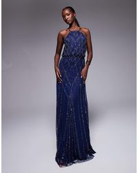Goddiva - Racer Neck Sleeveless Hand Embellished Sequin Maxi Dress - Lyst