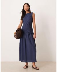 ASOS - Slash Neck Asymmetric Waistcoat Maxi Sundress With Dropped Waist - Lyst