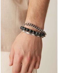 ASOS - Confezione Da 3 Bracciali Da Festival Con Perline E Catenina Multicolore - Lyst