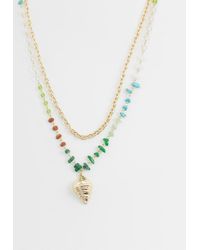 ASOS - Row Necklace With -coloured Faux Chippings And Shell Pendant - Lyst