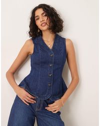 ASOS - Denim Peplum Waistcoat - Lyst