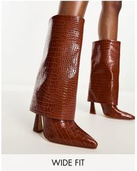 SIMMI - Simmi London Wide Fit Rayan Foldover Heeled Knee Boots - Lyst