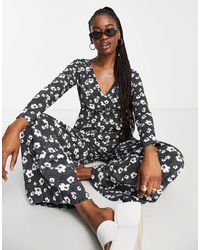 Glamorous - Relaxed Wrap Front Jumpsuit - Lyst
