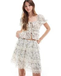 New Look - Co-Ord Lace Trim Tiered Mini Skirt - Lyst