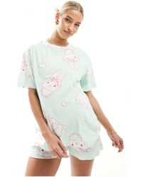 ASOS - Maternity - pigiama con coniglietti con t-shirt oversize e pantaloncini - Lyst