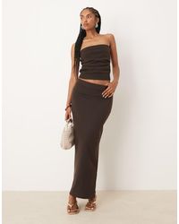 ASOS - Falda Midi Marrón De Punto De Bouclé De (Parte De Un Conjunto) - Lyst