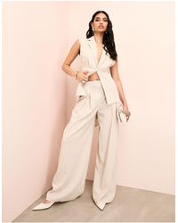 ASOS - Linen Look Tailored Wide Leg Trousers - Lyst