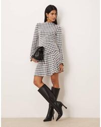 Vila - Dogstooth Knitted Mini Skirt Co-ord - Lyst