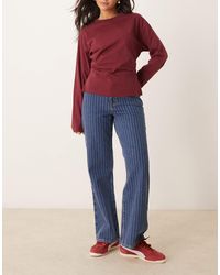 New Look - Adalae - jean large à rayures - moyen - Lyst