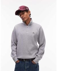 Lacoste - Felpa Grigia Con Zip Corta - Lyst