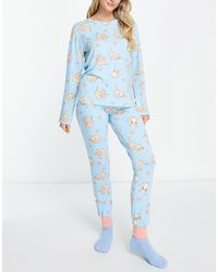 Chelsea Peers Pyjamaset Van Top Met Lange Mouwen En Broek - Blauw