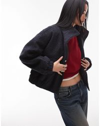 TOPSHOP - Formal Funnel Neck Boucle Bomber Style Coat - Lyst