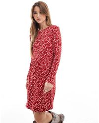 Wednesday's Girl - Mini Jurk Met Vlekkerige Stippenprint - Lyst