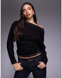 ASOS - Top Asimmetrico Con Spalla Scoperta Stretto - Lyst