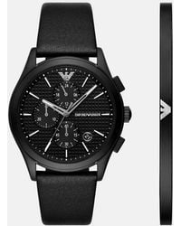 Emporio Armani - Chronograph, Stainless Steel Watch And Bracelet Set - Lyst