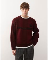 Collusion - Boxy Branded Grpahic Knitted Sweatshirt - Lyst