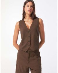 Pull&Bear - Gilet Rustico Color Cioccolato - Lyst