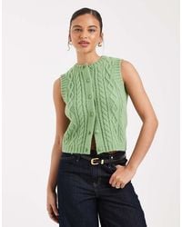 New Look - Cable Knitted Waistcoat - Lyst