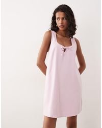 ASOS - Scoop Neck Tie Front Mini Dress - Lyst