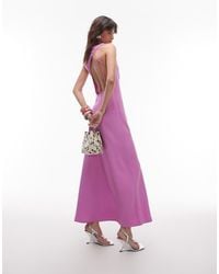 TOPSHOP - Drape Neck Open Back Midi Dress - Lyst
