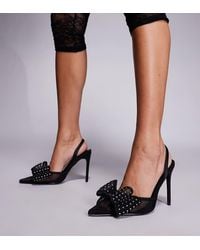 Public Desire - Trisha Heeled Shoes With Embellished Bow Detail - Lyst