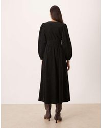 Nobody's Child Berry Long Sleeve A-Line Penni Midi Dress in Red