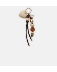 Stradivarius - Key Ring With Beaded Heart Charm - Lyst