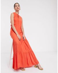 Soaked In Luxury Vestito lungo a balze - Arancione