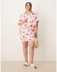 ASOS - Asos design curve – mini-trägerkleid aus popeline mit interessantem print, kombiteil - Lyst