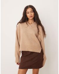 ASOS - Boxy V Neck Jumper With Side Split Detail - Lyst