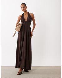 ASOS - Halter Maxi Dress With Gathered Sides - Lyst