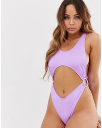 Missguided Costume da bagno lilla con cut-out - Viola