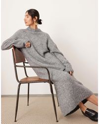 ASOS - Robe longue à col montant en maille chunky bouclée - Lyst