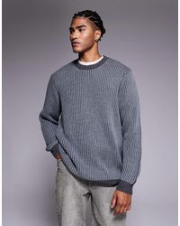 ASOS - Relaxed Knitted Plated Rib Crew Neck Jumper - Lyst