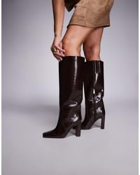 River Island - Chisel Toe High Leg Boots - Lyst