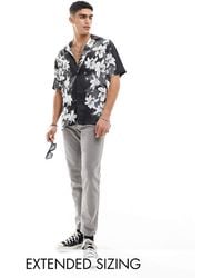 ASOS - – oversize-hemd aus satin mit blumenmuster und reverskragen - Lyst