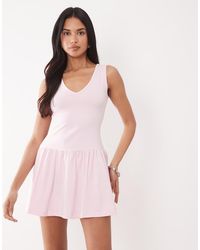 The Frolic - Exclusive V Neck Dropped Waist Mini Dress - Lyst