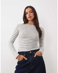 Motel - Alon Sheer Jersey Stripe Long Sleeve Top - Lyst