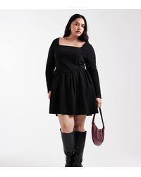 ONLY - Long Sleeve Square Neck Mini Skater Dress - Lyst