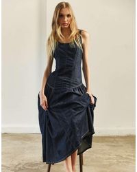 TOPSHOP - Vestido Vaquero Largo Con Detalle De Costura De - Lyst