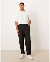 ASOS - Smart Straight Leg Trouser With Part Elastic Waistband - Lyst