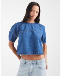 ASOS - Raglan Cocoon Sleeve Smock Denim Top - Lyst