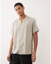 Jack & Jones - Premium - chemise texturée en lin mélangé à rayures - clair - Lyst